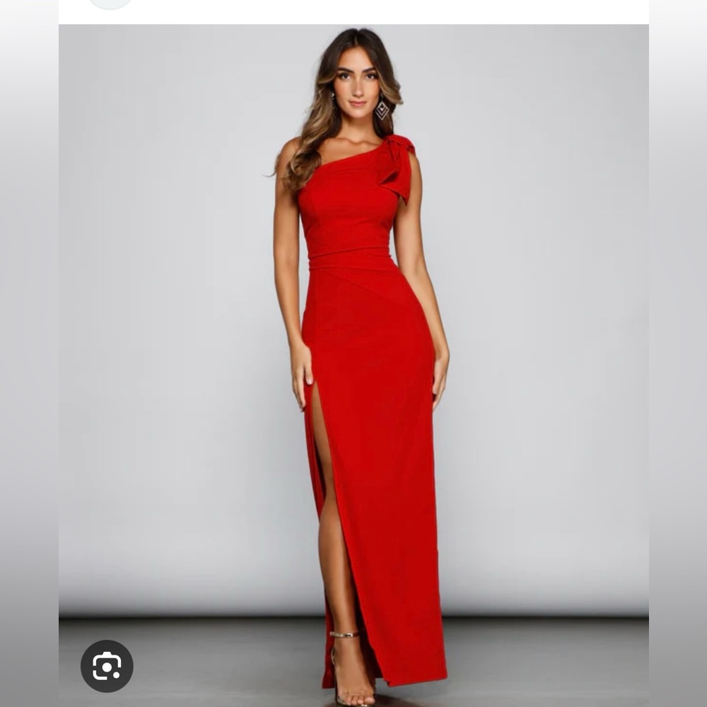 Windsor red one shoulder dress